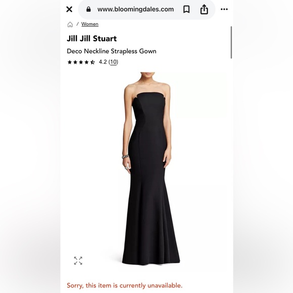 173 Jill Stuart |NWOT Bloomingdale's Strapless Black Mermaid Evening Gown (Sz 2) - Picture 2 of 13